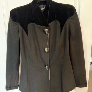Vintage Black Velvet Yoke Tailored Jacket with amazing snap off buttons